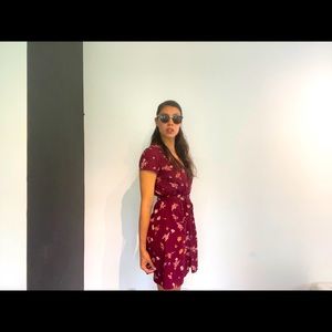 XS burgundy xhilaration faux wrap dress